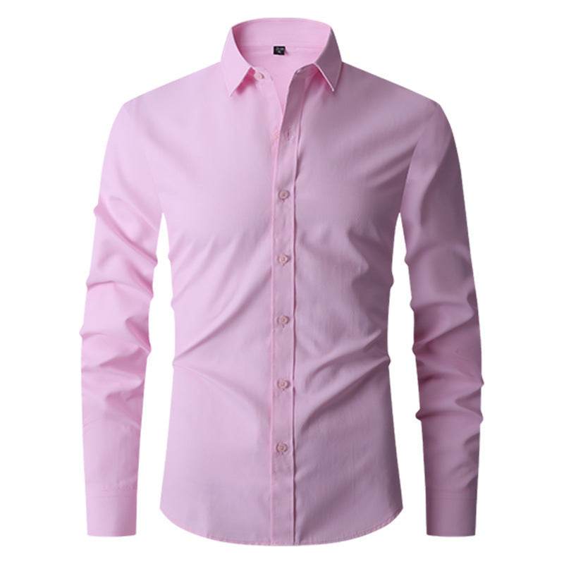 Long Sleeve Trendy Casual Slim fit Shirt Men's Shirt Distinguished Fine Apparel Pink S