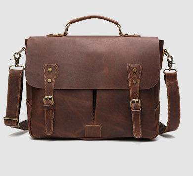 Men’s Leather Briefcase Satchel – Portable, Durable & Executive-Ready gents bag Distinguished Fine Apparel Red brown