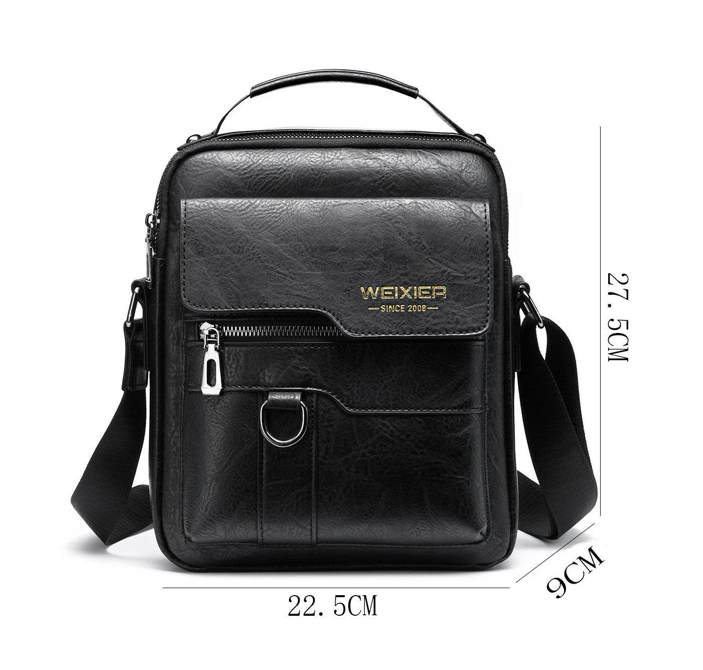 Men's Messenger Bag - Crossbody Bag Business Travel Casual Mens Bag Distinguished Fine Apparel Vertical Black