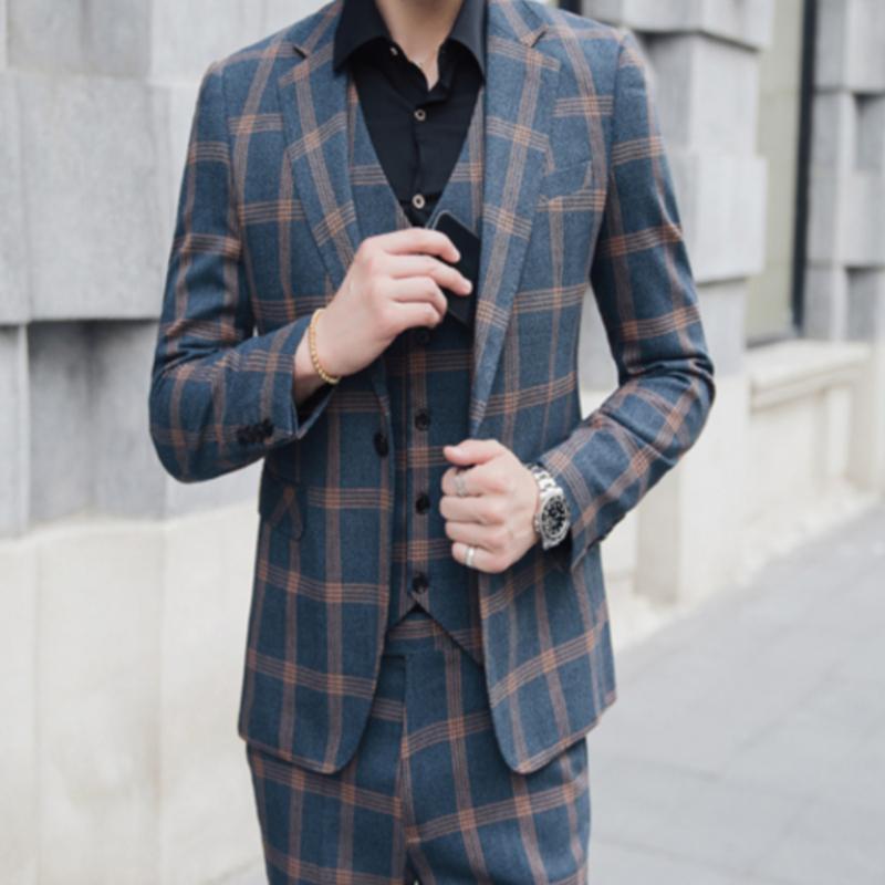 Spring men's new plaid trendy plus size suit 0 Distinguished Fine Apparel