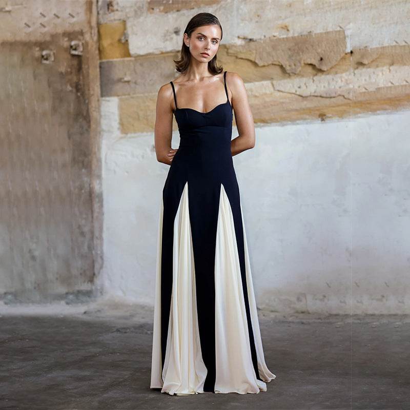 Women's Classic Black and White Sling Dress - Elegant Maxi lady's dresses Distinguished Fine Apparel Black XL