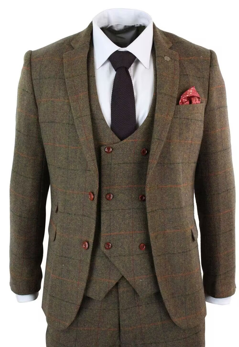 German-style Gentleman's Three-piece Plaid Suit mens suit Distinguished Fine Apparel Brown XS