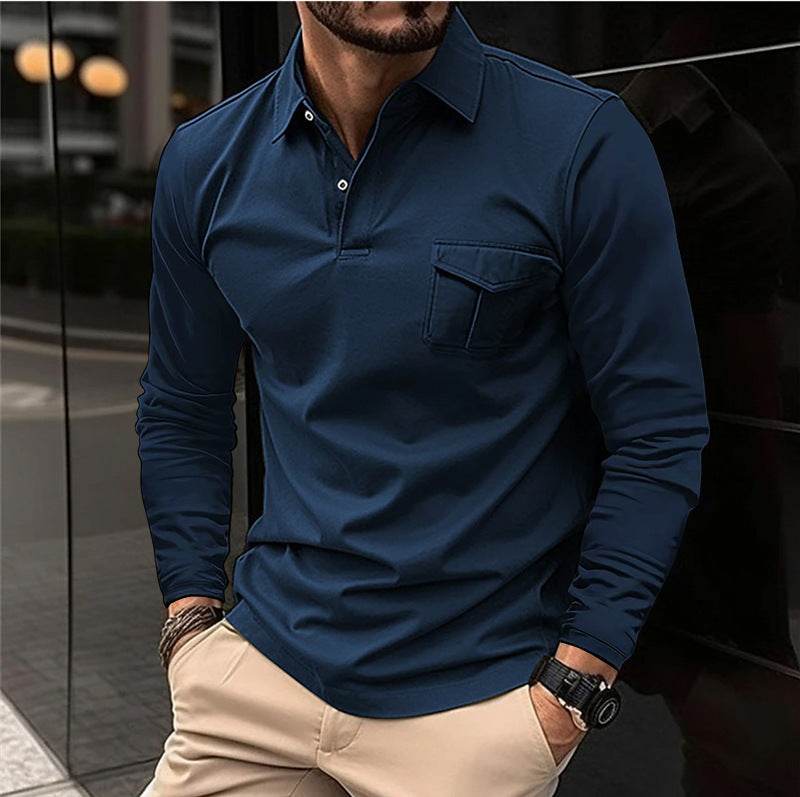 Gentlemen's Casual Polo Shirt - Sleek Professional gents top Distinguished Fine Apparel Navy Blue L
