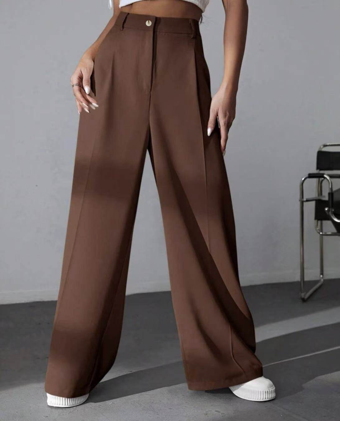 European And American Style - Women's Trousers Casual Straight Pants ladys pants Distinguished Fine Apparel Brown S