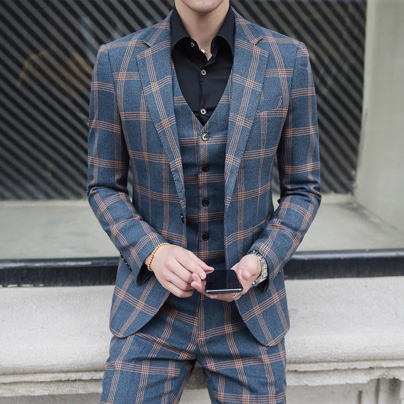 Spring men's new plaid trendy plus size suit 0 Distinguished Fine Apparel