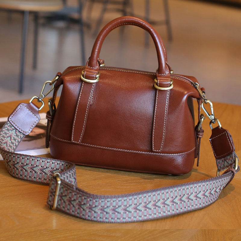 Genuine Leather Boston Shoulder Messenger Bag ladys accessorys Distinguished Fine Apparel