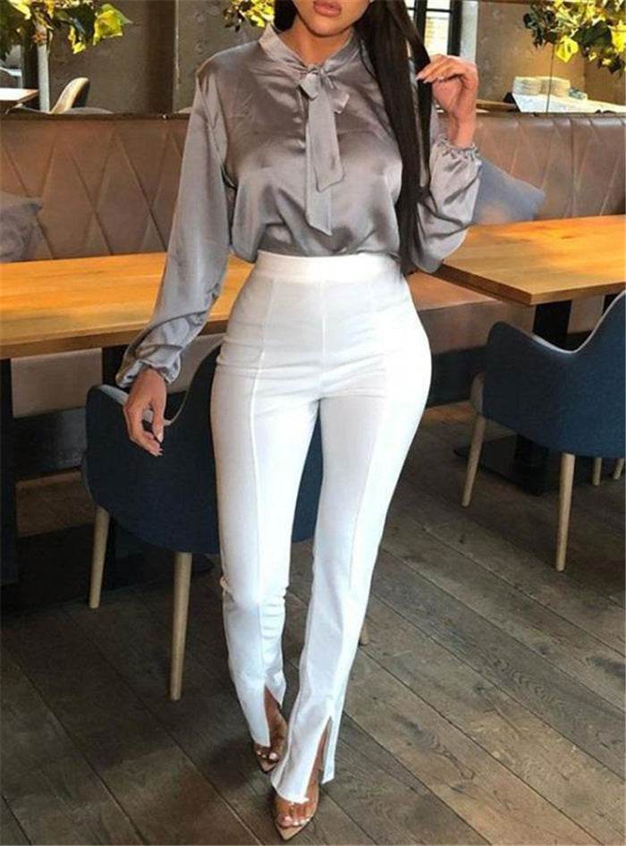 European And American Pants - Women Casual Trousers ladys pants Distinguished Fine Apparel White L