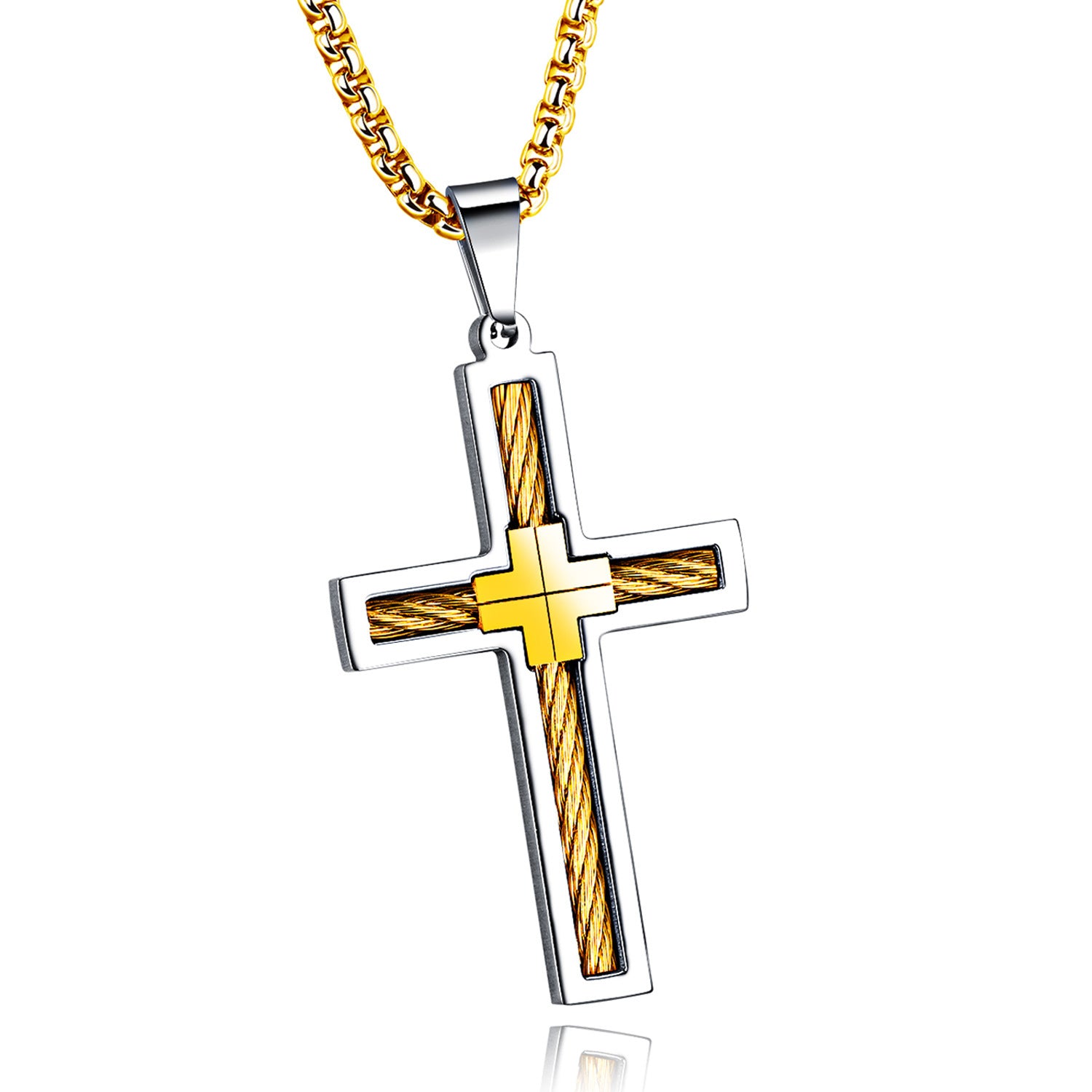 Titanium Steel Wire Cross Men's Necklace Mens Jewelry Distinguished Fine Apparel