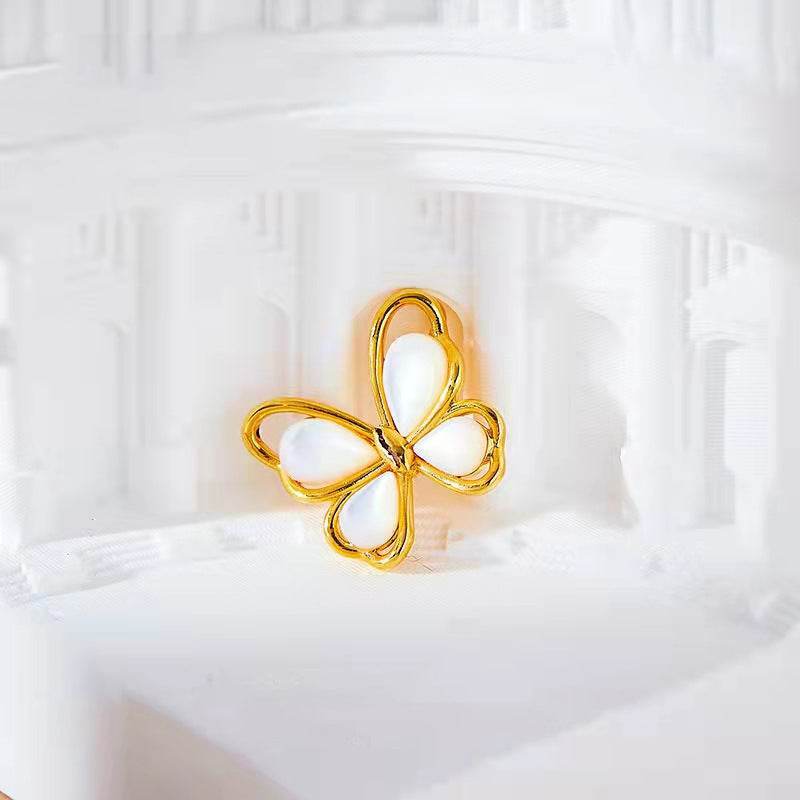 50% Off 18K Gold White Shell Butterfly Pendant – Elegant Niche Design Jewelry ladys accessorys Distinguished Fine Apparel