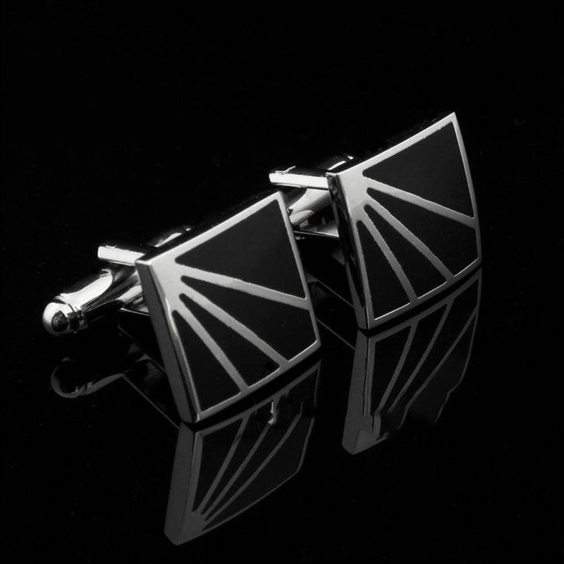 Men's Square Black Enamel White Steel Copper Cufflinks gents accessorys Distinguished Fine Apparel