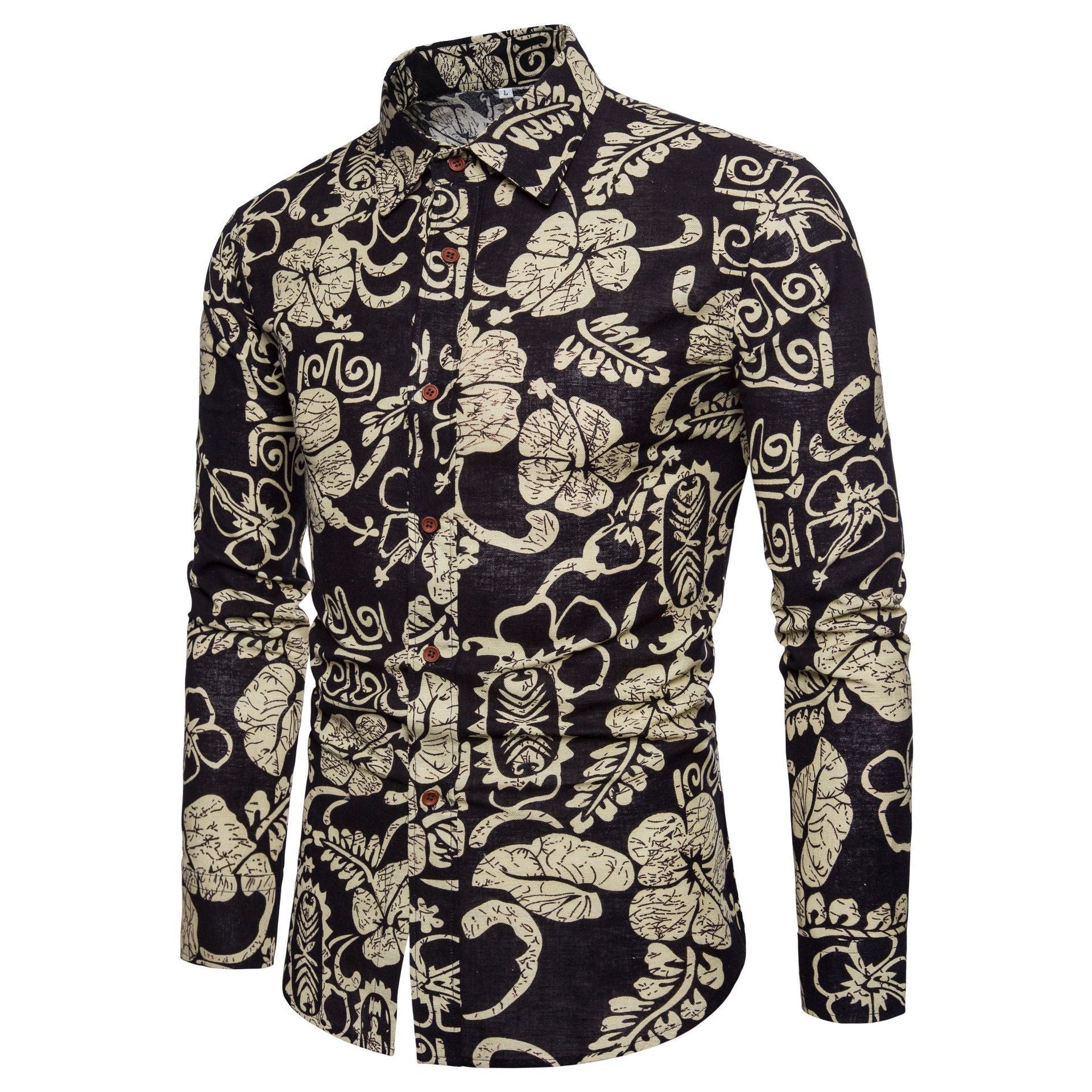 Men's Sophisticated Long Sleeve Cotton Flower Shirt Men's Shirts Distinguished Fine Apparel