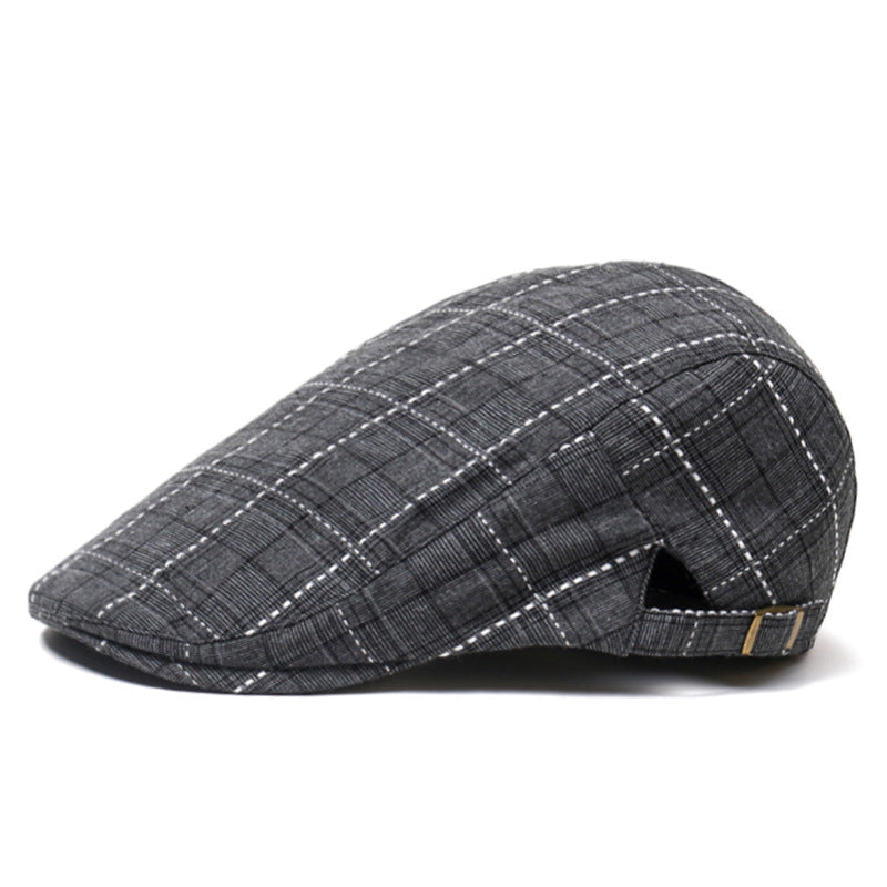 Peaked Cap Plaid CheeseCutter - Ladys Head Wear womens hat Distinguished Fine Apparel Black