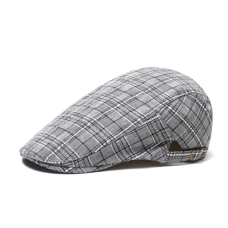Peaked Cap Plaid CheeseCutter - Ladys Head Wear womens hat Distinguished Fine Apparel Grey