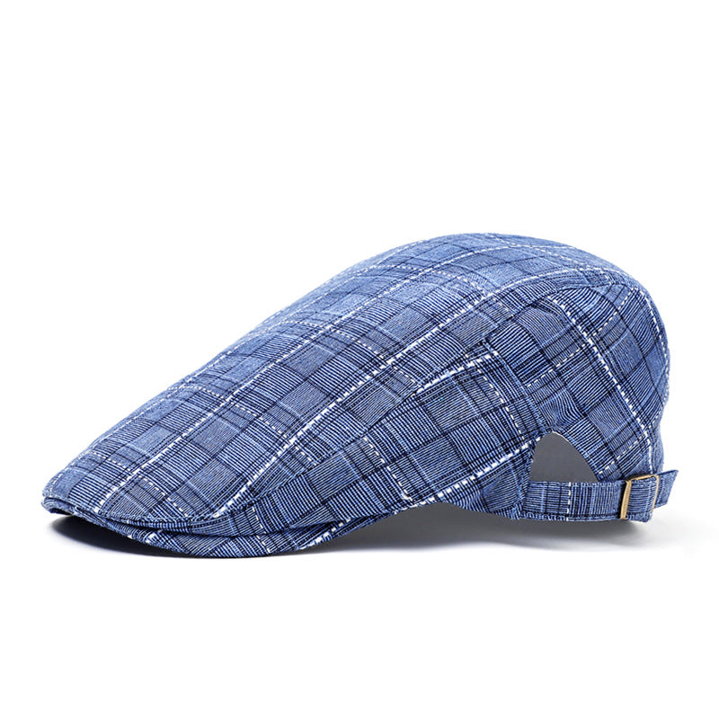 Peaked Cap Plaid CheeseCutter - Ladys Head Wear womens hat Distinguished Fine Apparel Navy Blue
