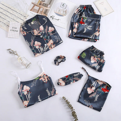 Lady Ice Silk Seven-Piece Night Wear Set womens night wear Distinguished Fine Apparel C M