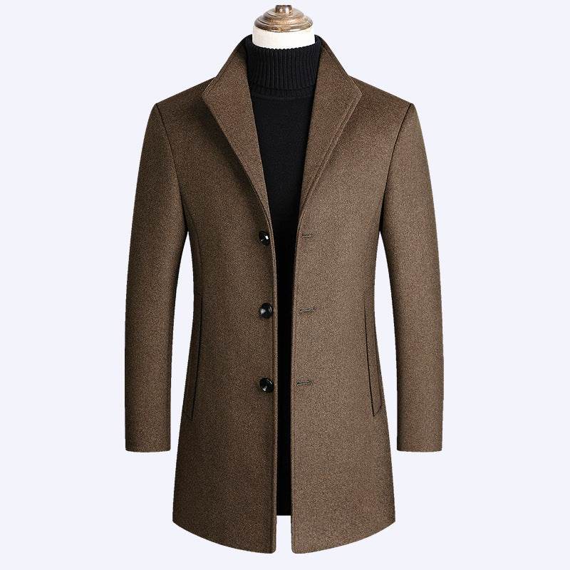 Distinguished Gentlemen's Autumn And Winter Woolen Coat gents jacket Distinguished Fine Apparel Camel coffee 2XL