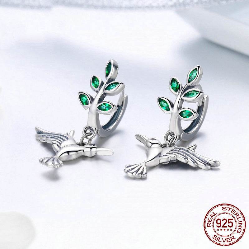 Sterling Silver Hummingbird Greeting Earrings – Delicate, Hypoallergenic Earrings Inspired by Nature ladys earrings Distinguished Fine Apparel Silver
