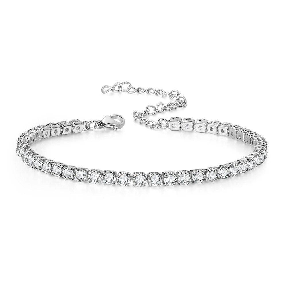 4mm Gold-Plated Tennis Anklet – Diamond-Cut CZ Shine Lady's accessory's Distinguished Fine Apparel Silver 4mm