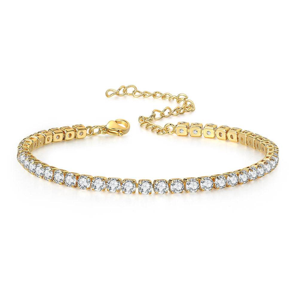 4mm Gold-Plated Tennis Anklet – Diamond-Cut CZ Shine Lady's accessory's Distinguished Fine Apparel Golden 4mm