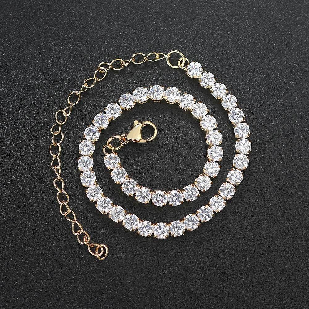 4mm Gold-Plated Tennis Anklet – Diamond-Cut CZ Shine Lady's accessory's Distinguished Fine Apparel