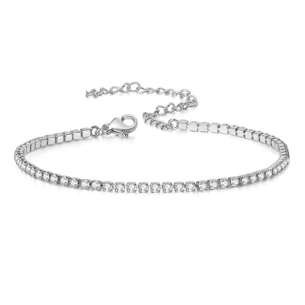 4mm Gold-Plated Tennis Anklet – Diamond-Cut CZ Shine Lady's accessory's Distinguished Fine Apparel Silver 2.5mm