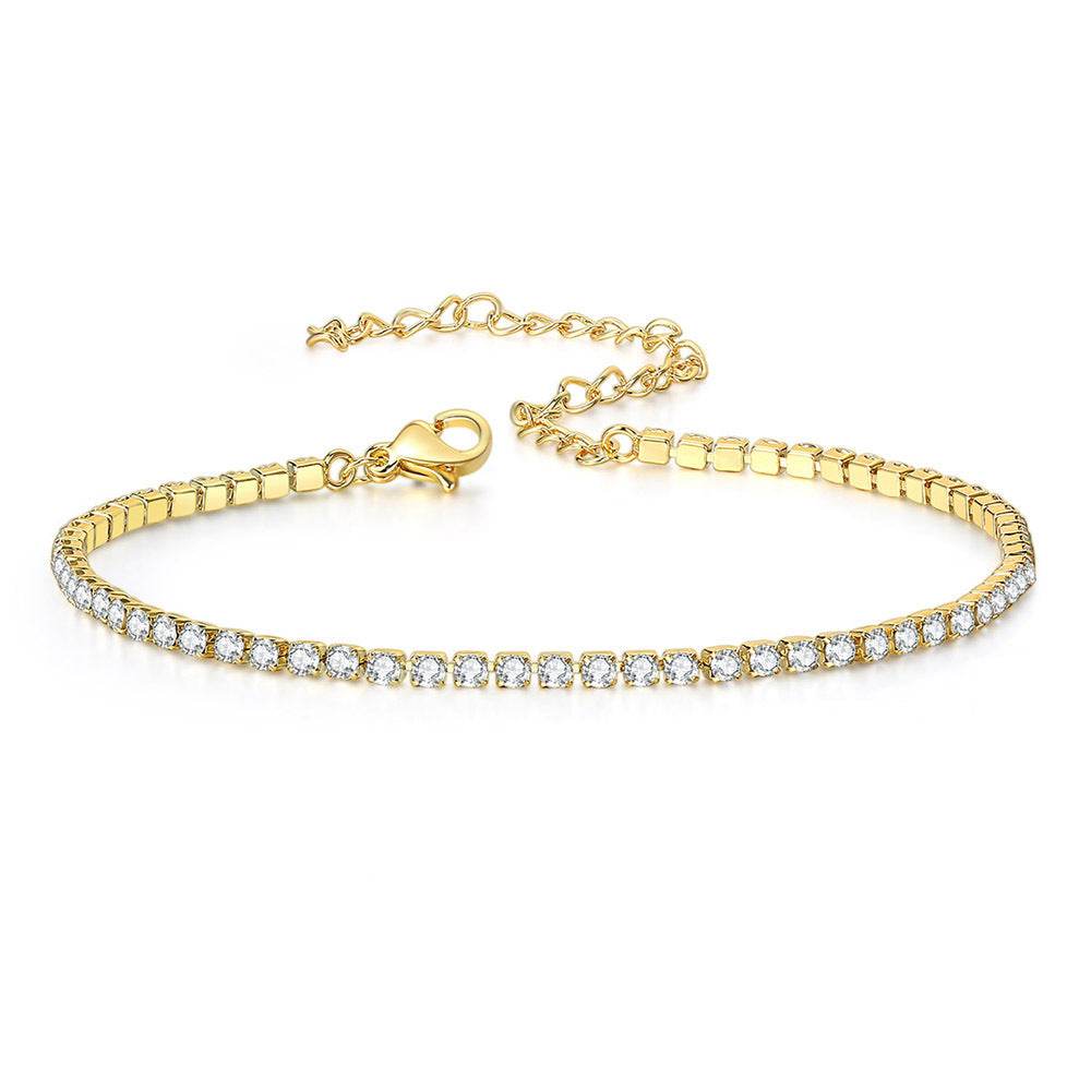 4mm Gold-Plated Tennis Anklet – Diamond-Cut CZ Shine Lady's accessory's Distinguished Fine Apparel Golden 2.5mm