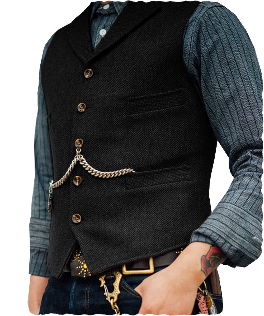 Men's Vest Wedding Groom Best Man Vest mens vest Distinguished Fine Apparel Black L