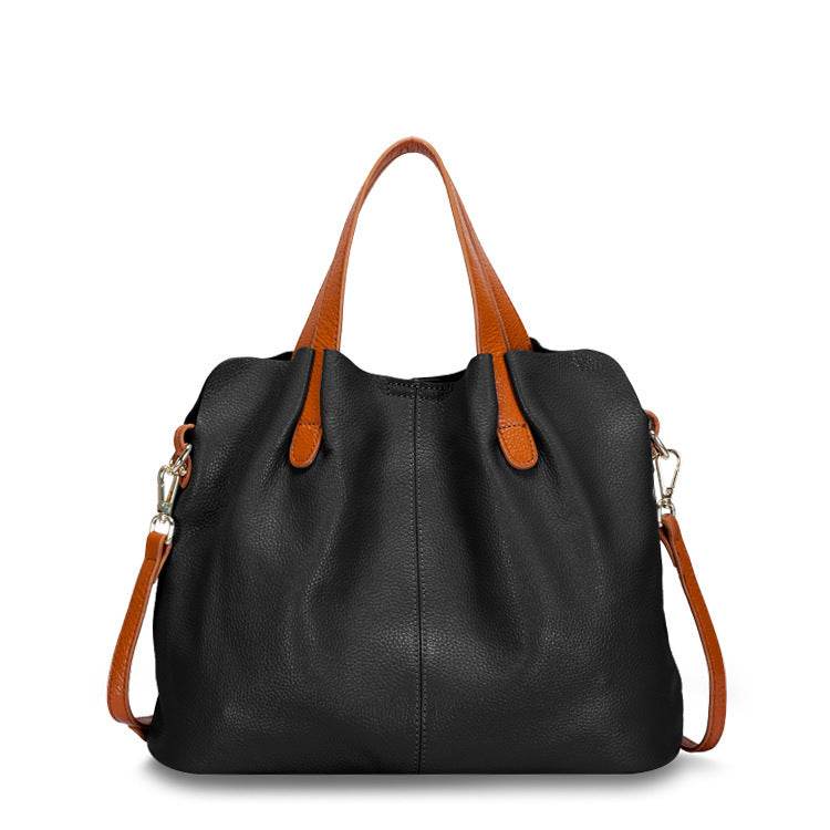 Women's Genuine Leather Hand Bag - Elegant Simplicity ladys accessorys Distinguished Fine Apparel black