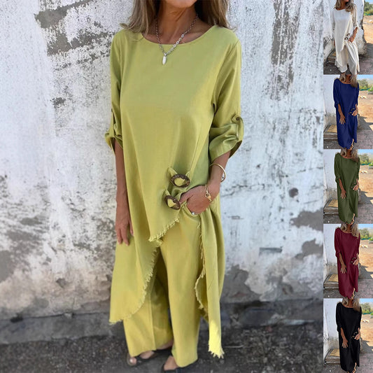 Women's Loose Irregular Long Beautiful Eclectic Looking Set ladys shirt Distinguished Fine Apparel