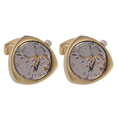 Eccentric High Grade Mechanical movement cuff links gents accessorys Distinguished Fine Apparel Gold Triangle