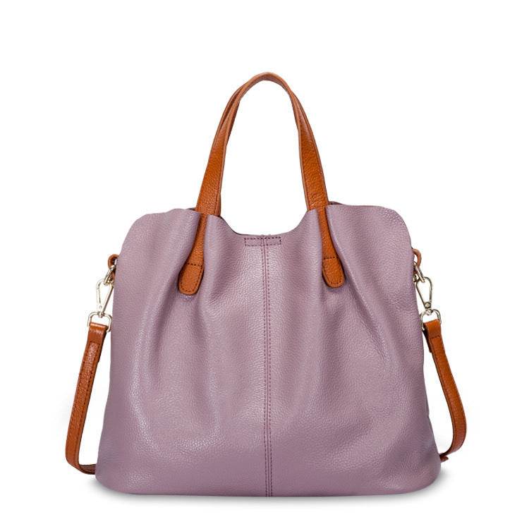 Women's Genuine Leather Hand Bag - Elegant Simplicity ladys accessorys Distinguished Fine Apparel Taro colour