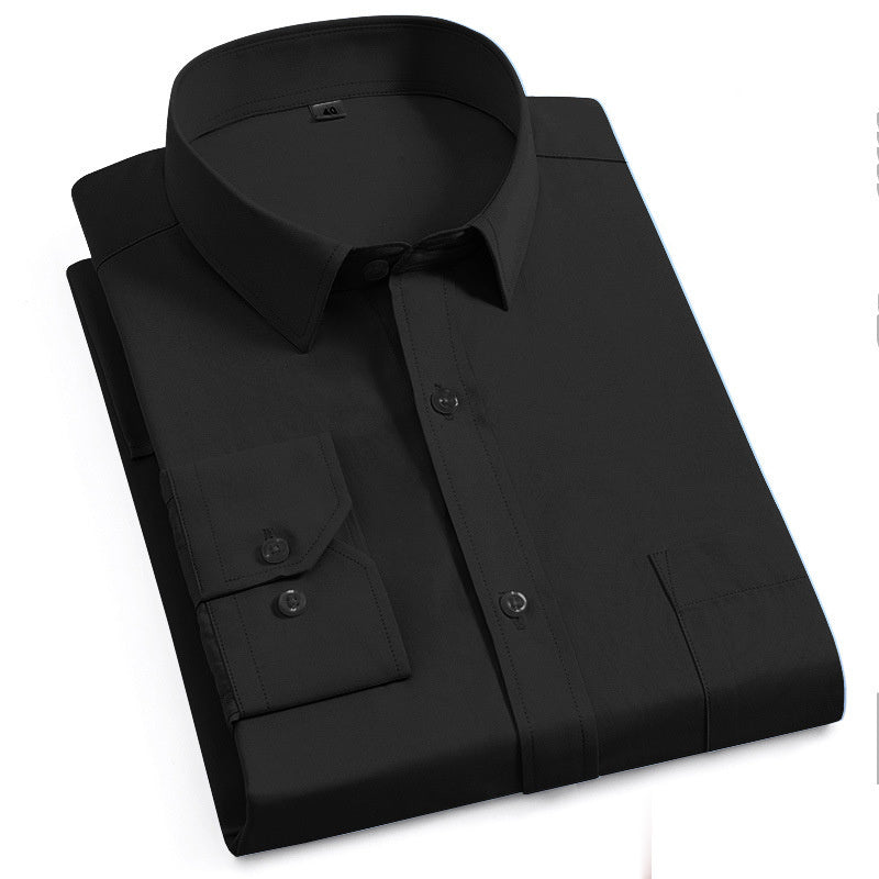 Men's Long sleeved Business Shirts - Self-cultivation Non-iron mens shirt Distinguished Fine Apparel Black XS