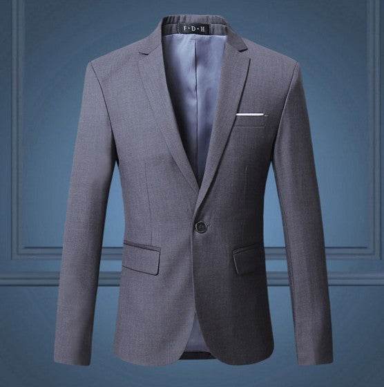 Spring And Autumn Solid Color Casual One Button Gent's Coat gents jacket Distinguished Fine Apparel Gray 2XL