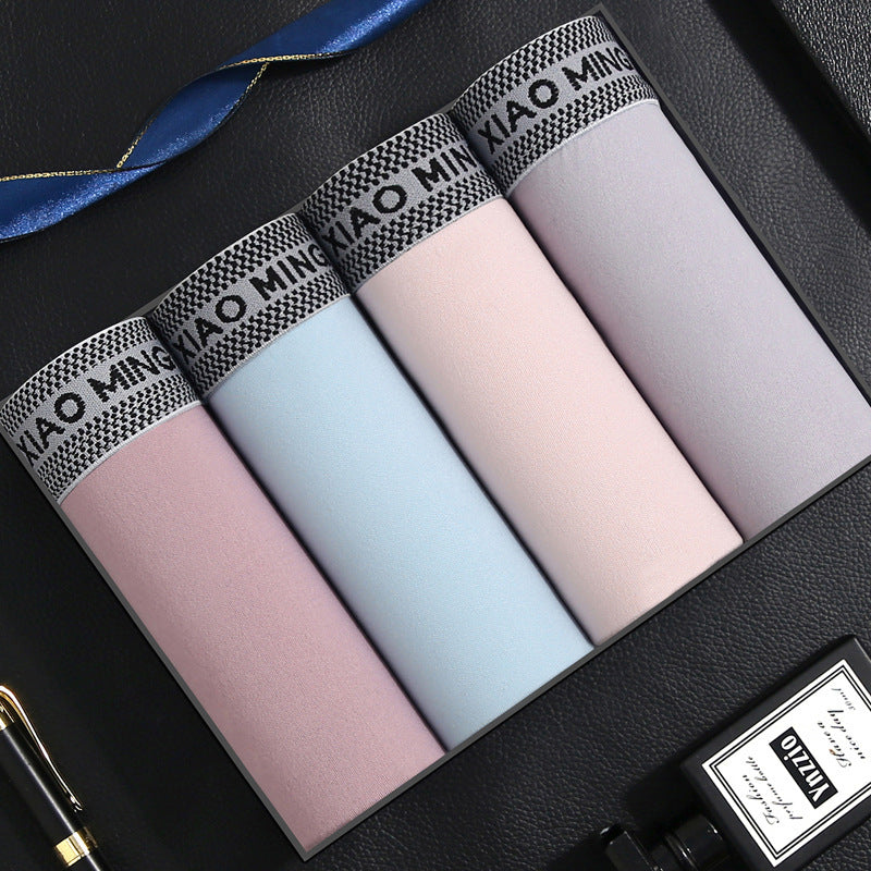 Men's Underwear Large Size Boxer Pack of X4 mens underwear Distinguished Fine Apparel Pure Color Meaning 4PCs L