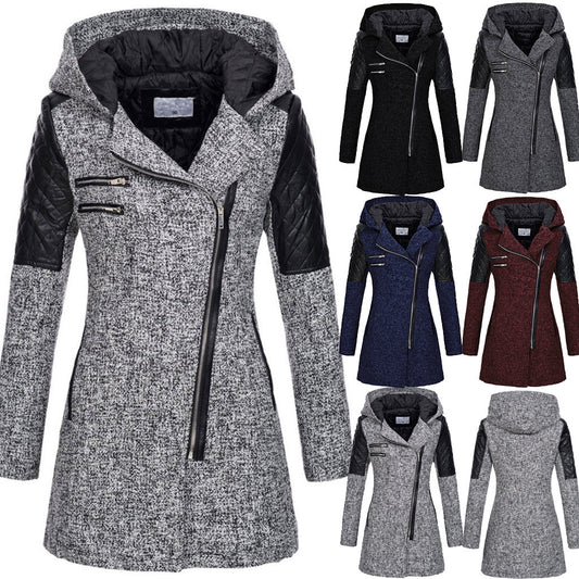 Women's Warm Coat - Thick Woolen Winter Windbreaker - Hooded womens coat Distinguished Fine Apparel
