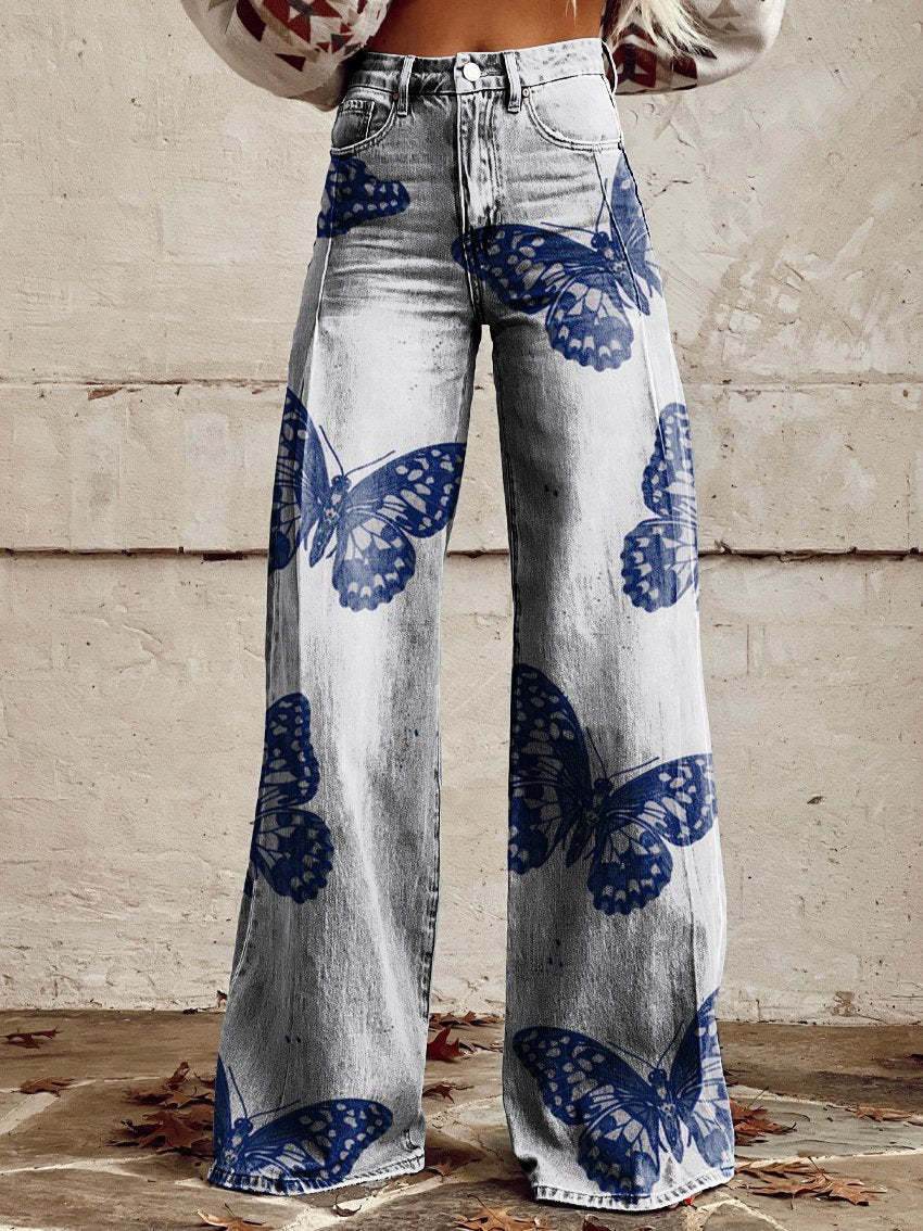 Women's Wide-leg Casual Trousers - Eccentric 3D Printed Statement Pants ladys pants Distinguished Fine Apparel MR1126 S