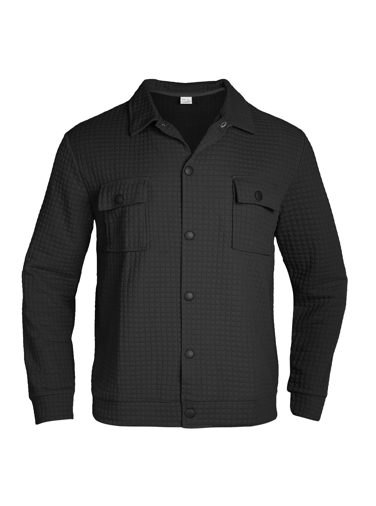 Casual Jacquard Checkered Loose Knit Work Wear For Men mens coat Distinguished Fine Apparel Black S