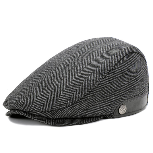 Woolen Cheesecutter Herringbone Pattern Adjustable mens hats Distinguished Fine Apparel