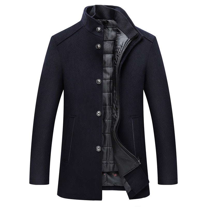 Casual Men's Woolen Coat - Formal Wear mens coat Distinguished Fine Apparel