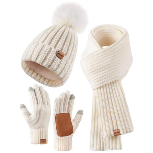 Men's And Women's Knitted Hat Scarf Gloves hat skarf gloves set Distinguished Fine Apparel