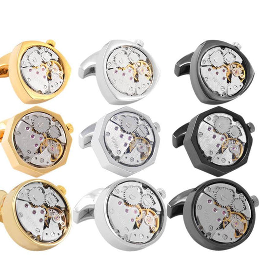 Eccentric High Grade Mechanical movement cuff links gents accessorys Distinguished Fine Apparel