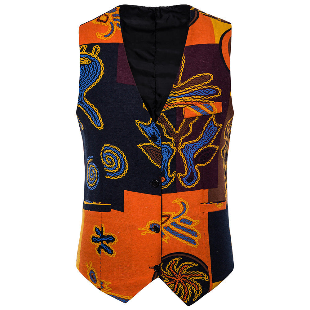 Men's Casual Ethnic Print Vest gents vest Distinguished Fine Apparel