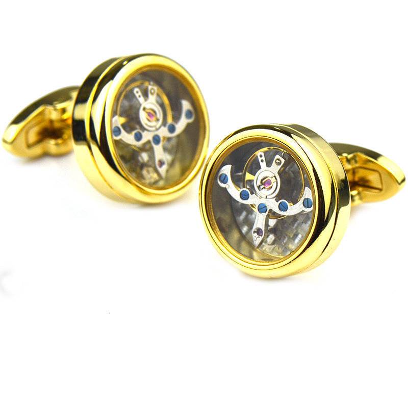 Men's Mechanical Movement Cuff Links - Unique and Eccentric gents accessorys Distinguished Fine Apparel Gold