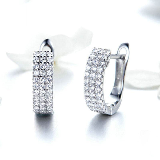 Ladies 925 Silver Zircon Sleeper Earrings ladys earrings Distinguished Fine Apparel