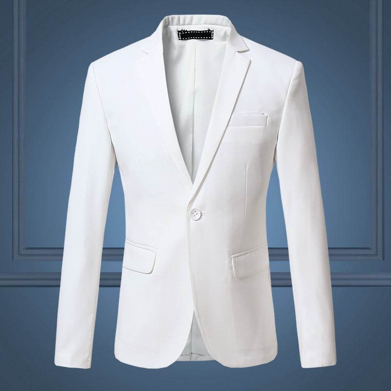 Spring And Autumn Solid Color Casual One Button Gent's Coat gents jacket Distinguished Fine Apparel White 2XL