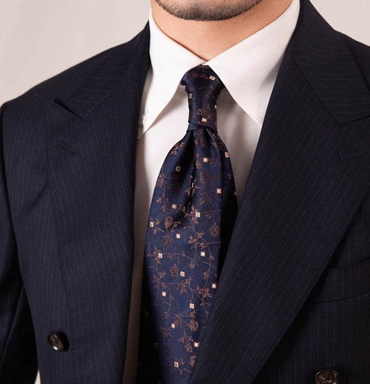 Three-fold Roll Wool Lining Handmade Tie, Silk Jacquard Businesses Tie gents ties Distinguished Fine Apparel