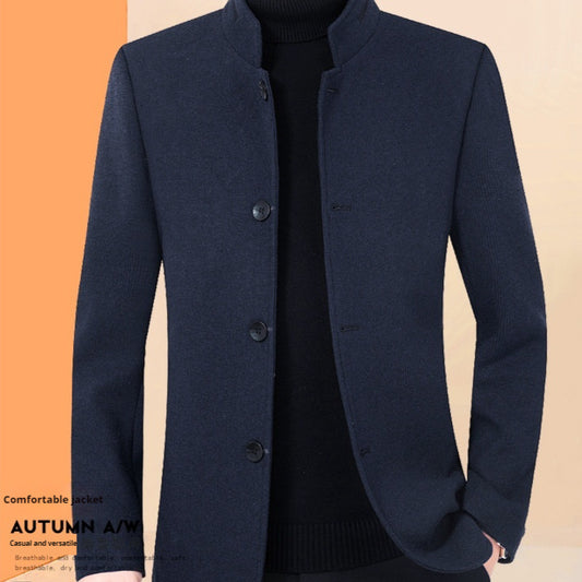 Stand Collar Wool Woolen Jacket Casual Coat mens coat Distinguished Fine Apparel