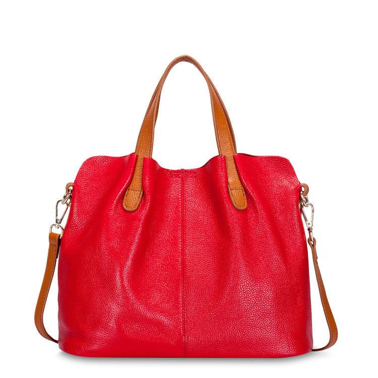 Women's Genuine Leather Hand Bag - Elegant Simplicity ladys accessorys Distinguished Fine Apparel gules