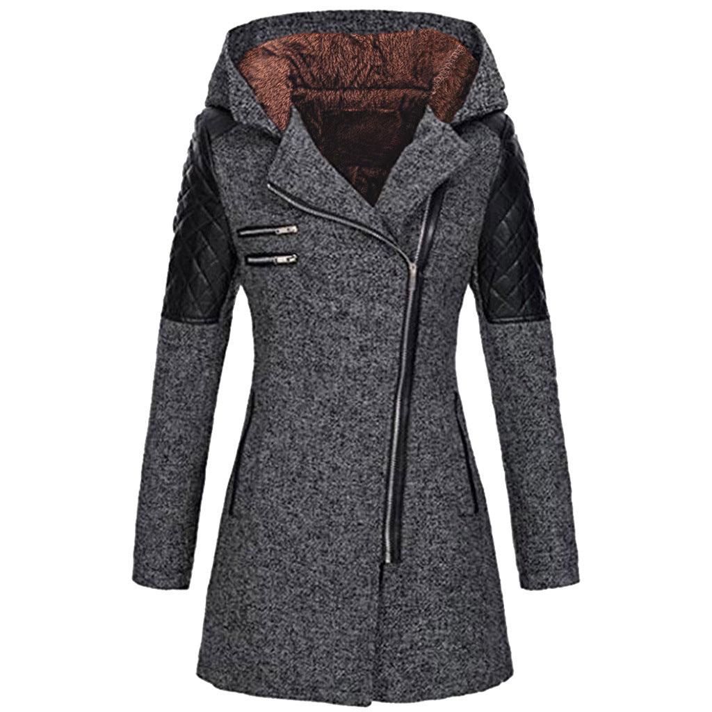 Women's Warm Coat - Thick Woolen Winter Windbreaker - Hooded womens coat Distinguished Fine Apparel