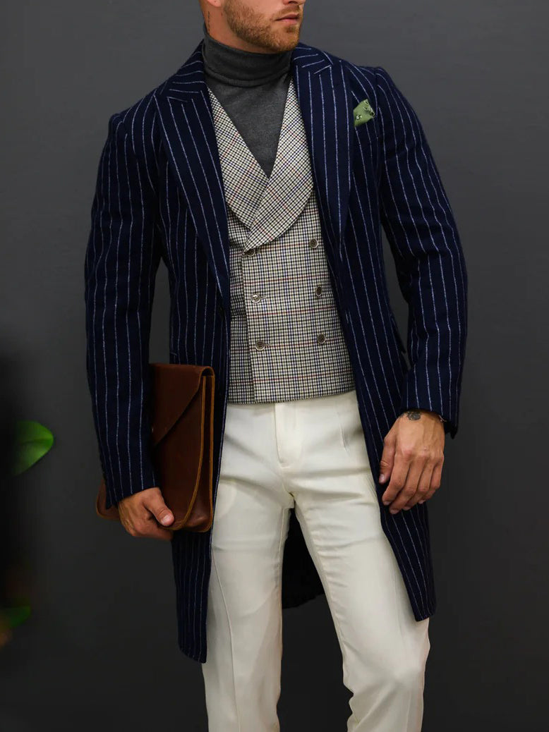 Men's Classic Striped Single-Breasted Coat mens coat Distinguished Fine Apparel Striped S